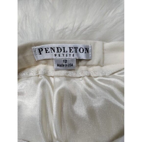 NWT Pendleton 100% Wool Pleated Front Pencil Skirt White Women's Petite Size 12 - Picture 3 of 13